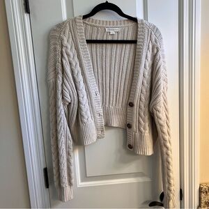 Aeropostale Cardigan tan large cropped white
